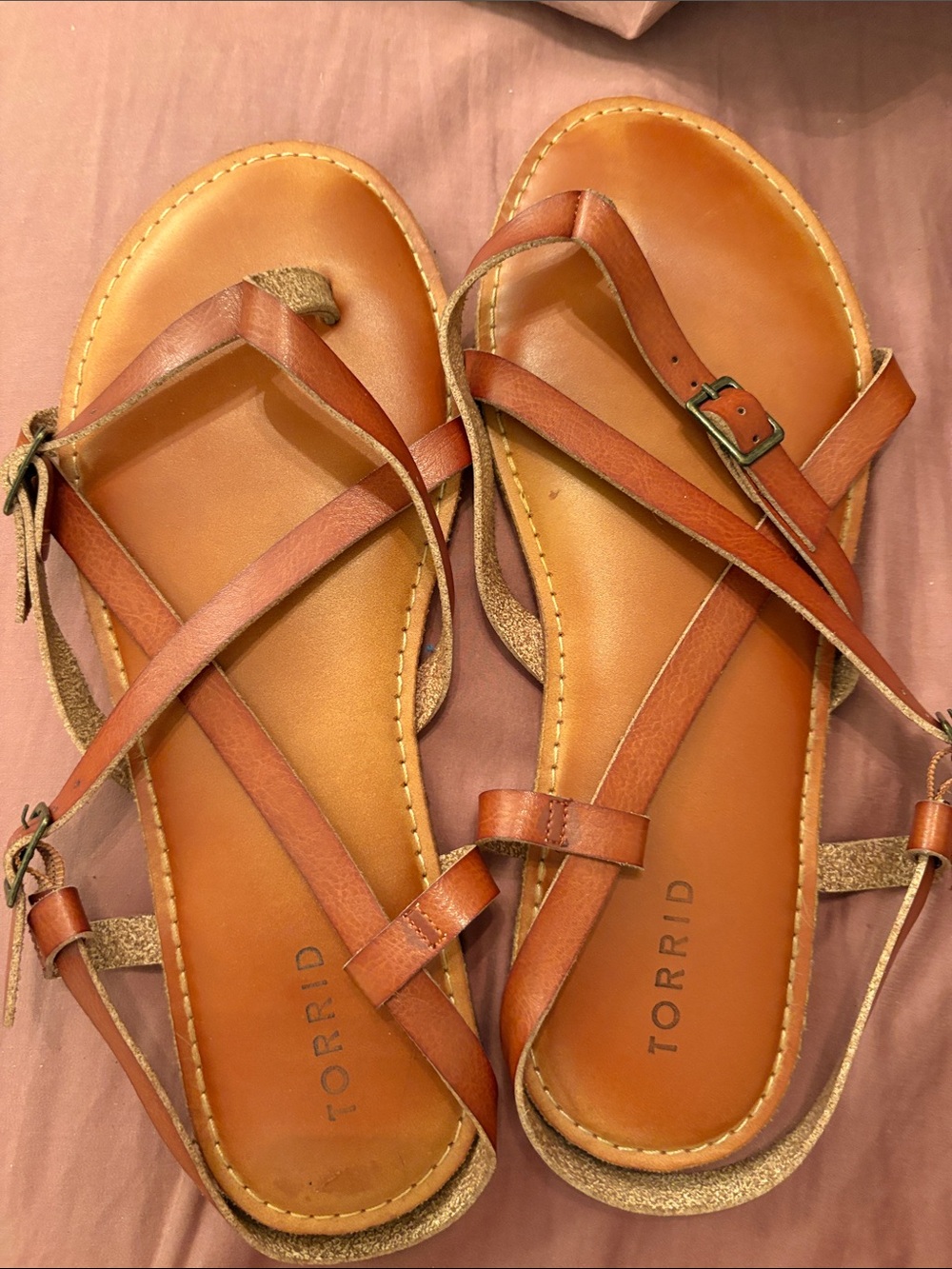 torrid Cognac Leather Strappy Sandals